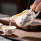 Porcelain brand tea set mutton fat jade Kung Fu tea set for home living room new Chinese style high-end guest tea set gift box gift <Blue color peony> mutton fat jade covered bowl 12-piece set