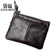 
Kangaroo (KANGAROO) handmade genuine leather small coin wallet business card card bag head layer cowhide simple zipper driver's license bag bus card key bag dark brown
