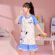 Mädchen Nachthemd Sommer reines Baumwoll kurzärmeligte Pyjama Kinder Mädchen Mittelkind Dünne Cartoon Kulomi Home Kleid GB6189 Blau Parcado Big Boy 24 Größe Höhe 155-165cm120jin [Jin gleich 0,5 kg]