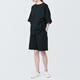 MUJI Labo unisex double-layer woven cargo shorts that are not easy to get wet, gender-neutral men and women, black M (170/80A)