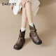 Daphne Short Boots Women's Spring and Autumn Martin Boots Women's 2024 New Maillard Boots Women's Thick Solemn Versatile Brown Pants Boots