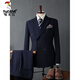 Woodpecker (TUCANO) Men's Suit Casual Business Formal Wear Groomsmen's Wear Groom's Wedding Double-breasted Striped Suit Jacket Men's Black (suit + trousers) 52/XL (125-135Jin Jin equals 0.5kg)