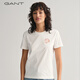 Gant/Gante New Damen-Tops modische, vielseitige, einfache und bequeme Muschelsticke mit kurzärärmernem, festen Farben runden Nacken T-Shirt 671-Pink L.