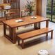 GIVANSH New Chinese Dining Table Home Dining Table Chair Combination Simple Living Room Large Board Reading Table Workbench Integrated Solid Wood Desk CR9901# Walnut Color Single Table 140x80x75cm