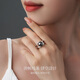Meluxe S925 Silver Seawater Pearl Ring Tahitian Black Pearl Live Ring for Women Birthday Gift for Wife Pure Black 9.5-10mm