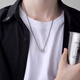 Qi Xiaomi titanium steel necklace men's trendy light luxury high-end clavicle chain handsome hip-hop small waist pendant internet celebrity sweater chain pendant small waist necklace