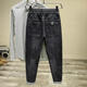 Fr.yh.zh Winter Elastic Belt Long Jeans für Männer ohne eisernen Kordelzug lose Füße entspannt und lässig Frühling und Herbst vielseitige Haremhose schwarz 7760 3xl empfohlen 155-175jin [Jin entspricht 0,5 kg]