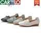 卡帝乐鳄鱼（CARTELO）新款牛皮单鞋女平跟牛筋底妈妈鞋皮鞋低跟女鞋春秋舒适软底鞋 1695绿色 39