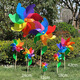 Wooden pole seven-color windmill toys children's size and size outdoor handmade DIY material kindergarten decoration gift 24cm+32cm windmill [2 packs]