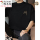 Woodpecker (Tucano) 260G American Heavy Gewicht T-Shirt Herren-Kurzärmel-Baumwollrunde Hals Top Sommer Trendy Lose Baumwoll halbärmelte T-Shirt M09-694 Black S [80-100jin [Jin gleich 0,5 kg]]]