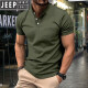 JEEP SPIRIT2025 new American retro solid color short-sleeved T-shirt top European and American summer men's fashion Henry neck half-sleeved shirt gray XL
