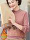 Mitte und ältere Mütter warme Tops einzelner Herbst- und Winterpullover plus samtiger verdickter Basispullover-Pullover Jahr Red 6629 Red XXL [Empfohlen 130-140jin [Jin entspricht 0,5 kg]]