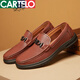 Cartelo Herrenschuhe Lederschuhe Herren Frühling und Sommer Neues echtes Leder Casual Hollow Hole Schuhe Weiche Sohle weiche Oberfläche High-End-Dad Leder Sandalen 9910 Black 38