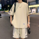 Foss Phil冰丝短袖t恤短裤套装男夏季高街潮流宽松直筒阔腿休闲运动两件套 FKS-FKS653白色 XL(建议130-150斤)