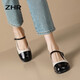 ZHR Loafers Женские ретро -ретро -французские сплайсинги Mary Jane Shoes Женская модная универсальная одиночная обувь Women Y686 BEIGE 36