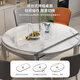 Mesa de comedor de Mingfu Shizhen, mesa de comedor de losa de roca espesada en el hogar y combinación de silla Tamaño de comedor de madera maciza retráctil Tamaño de comedor de apartamento 690#