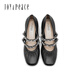 Freude/Friedens neuer Frühlings -Strasskette mitteldicke Ferse Frauen Mary Jane Schuhe 6621daq4 Black 37