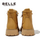 Belle Kinderschuhe, Kinder Martin -Stiefel, Herbst und Winter weicher Sohle plus Samt warme Lederstiefel, weiche Sohle -Kurzstiefel der Jungen, große gelbe Stiefel der Mädchen DE3890 Kamel 29