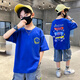 Camiseta de manga corta de Summer Boy de Summer Malaqi Top 2025 Camiseta infantil de media manga infantil Celebración de Internet Handsome 679 Blue 160-160cm aproximadamente 84Jin [Jin equivale a 0.5 kg]