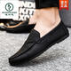 Zapatos de frijoles para hombres de carpintero Versión coreana de trabajo de negocios zapatos de cuero casual transpirable y versátiles zapatos para hombres de un solo paso 2024 spring d826 marrón + almohadilla para mejorar la altura 39 Pequeño