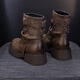 Jin Riman Martin Boots Frauen Kurzstiefel Frauen Frühling und Herbst Retro Western Cowboy Boots Frauen Lange Bootsgürtel Schnalle Hülle Ritterstiefel M2656 Brown 37