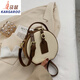Kangaroo Textur Mode Crossbody kleine runde Tasche für Frauen 2024 Herbst Neue Vielseitige Retro -Handtasche Single Schulter Crossbody Bag Beige Weiß