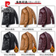 Pierre cardin high-end leather jacket men's autumn and winter trendy brand plus velvet motorcycle leather jacket clothes spring and autumn handsome men's clothing 9923JR# black plus velvet M 95-110Jin [Jin equals 0.5 kg]