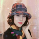 Gu Wenlun's hat with wig for middle-aged and elderly women in autumn and winter all-in-one fashion mother's short curly woolen hat thickened casual fisherman khaki hat 15cm curly hair (dark brown) hairnet