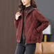 LEDIALYI fashion hooded middle-aged quilted baseball jacket for women 2025 winter new high-end casual thin cotton jacket maroon M (recommended 95-120 Jin Jin equals 0.5 kg)