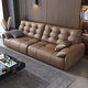 Filena sofa Italian minimalist leather sofa living room size household multi-person straight-row sofa Y739 double handrail single seat 1.2 meters [bottom perspective network + full-head layer cowhide]