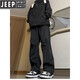 
JEEP SPIRIT three-proof soft shell plus velvet forward pants men's waterproof American parachute pants autumn and winter outdoor mountaineering work pants 723 black plus velvet XL