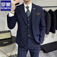 ROMON high-end commuter large size suit men's business casual suit Korean version slim suit wedding groom three-piece suit dark gray suit + trousers 2XL 135-145Jin Jin equals 0.5 kg