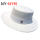 NY-NYM Sombrero de Jazz de Lana de Moda Retro de Estilo británico Sombrero de Mujer Marca de Moda Sombrero Plano de Todo fósforo de la alta sociedad francesa Sombrero Blanco + Banda Negra M (56-58 cm)