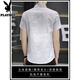 Playboy ice silk short-sleeved shirt men's summer ultra-thin gradient color casual shirt half-sleeved square neck inch shirt handsome men's clothing 846 green L