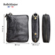 Rollsminjor echte Leder-Brieftasche Herren Kurzer vertikal handgefertigter Gemüse gebräunter Kopfschicht Cowide Retro Reißverschluss Brieftasche mittleren Alters und Jugend Geschenkbox Retro Black 9*2,5*12 cm