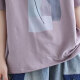Algodón y ropa de lino Zimu 2025 Ropa de primavera y verano para mujeres, camiseta de manga corta retro estampada literaria suelta y delgada top 9894 Purple XL (recomendado 125-135Jin [Jin iguala 0.5 kg])