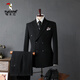 Woodpecker (TUCANO) Men's Suit Suit Casual Business Formal Wear Groomsmen's Suit Groom Wedding Double-breasted Striped Suit Jacket Men's Dark Blue (Suit+Vest+Trousers) 3XL 56(145-158Jin Jin equals 0.5kg)