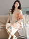 Zhenyunyuan Pyjamas Frauen 2025 Neue Sommer Casual Mode Damen Kurzärärmelte geschnittene Hosenanzug Elegante Heimkleidung Sommer 6189 Blau Kranz Kaninchen weiße Hosen Set l