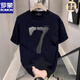 ROMON (ROMON) 2025 summer new short-sleeved T-shirt men's trendy men's clothes loose casual printed T-shirt half-sleeved black new product V753 black 3XL