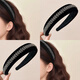 Zuoou hairband for women, high-end, fashionable, wide-brimmed hairpin, black sponge hairpin, velvet rhinestone headband, hair hole headdress, black
