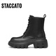 Sigatus neuer Winter britischer Stil Martin Boots Butter Schuhe kurze Stiefel Dicke Sohle erhöhte Frauenstiefel Y3918DD4 TRUFFE Schwarz 35
