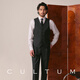 CULTUM【可机洗免熨烫】商务正装马甲男通勤修身西装马夹背心 纯黑色 XS (48B)
