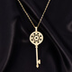 Beyou Korean 14K gold necklace women's light luxury new trendy shiny zircon inlaid round key pendant accessories pendant