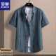 ROMON ice silk short-sleeved shirt men's elastic summer thin printed casual shirt half-sleeved stretch shirt without ironing handsome FJL7027 black M [95-110Jin[Jin equals 0.5 kg]]