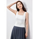 Shangdubila small suspender vest for women in spring and autumn harvest waist and slim short top casual and simple inner wear off beige M