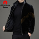 Aignesa Light Luxury Golden Mink Fur Chaqueta Menor de hombres Otoño e invierno Agrupación corta engrosado Cálido de invierno Chaqueta para hombres Negro 2xl
