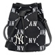 美职棒（MLB）Monogram系列 NY纽约洋基队复古老花满印Logo 人造革 水桶包单肩 均码
