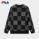 FILA official couple knitted sweater 2025 spring fashion casual loose plaid pullover sweater