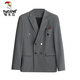 Woodpecker (TUCANO) two-piece suit men's suit wedding double-breasted British style lapel groom engagement wedding slim stripes medium gray suit + trousers XL (suitable for 125-135 Jin Jin equals 0.5 kg)