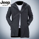 JEEP SPIRIT high-end windproof hooded jacket men's mid-length windbreaker men's jacket spring and autumn 2025 new trendy jacket green XL recommended 130-150Jin Jin equals 0.5 kg